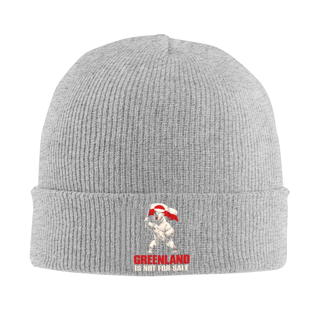 Male Greenland Is Not For Sale Bear With Flag Beanie Hats Street Knitting Hat Spring Hippie Caps Thermal Elastic Bonnet Hats