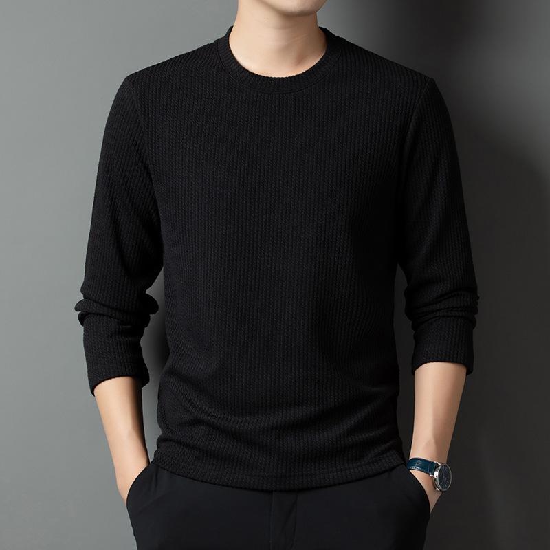 Autumn and Winter Young and Middle-aged Men's New Style Vertical Pattern Round Neck Sweatshirt Fashionable Casual Pullover Bottoming Shirt Top