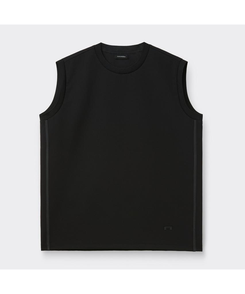 Keoseuuteommellou Black Woven Sleeveless T-Shirt Cwtam26611Bkx