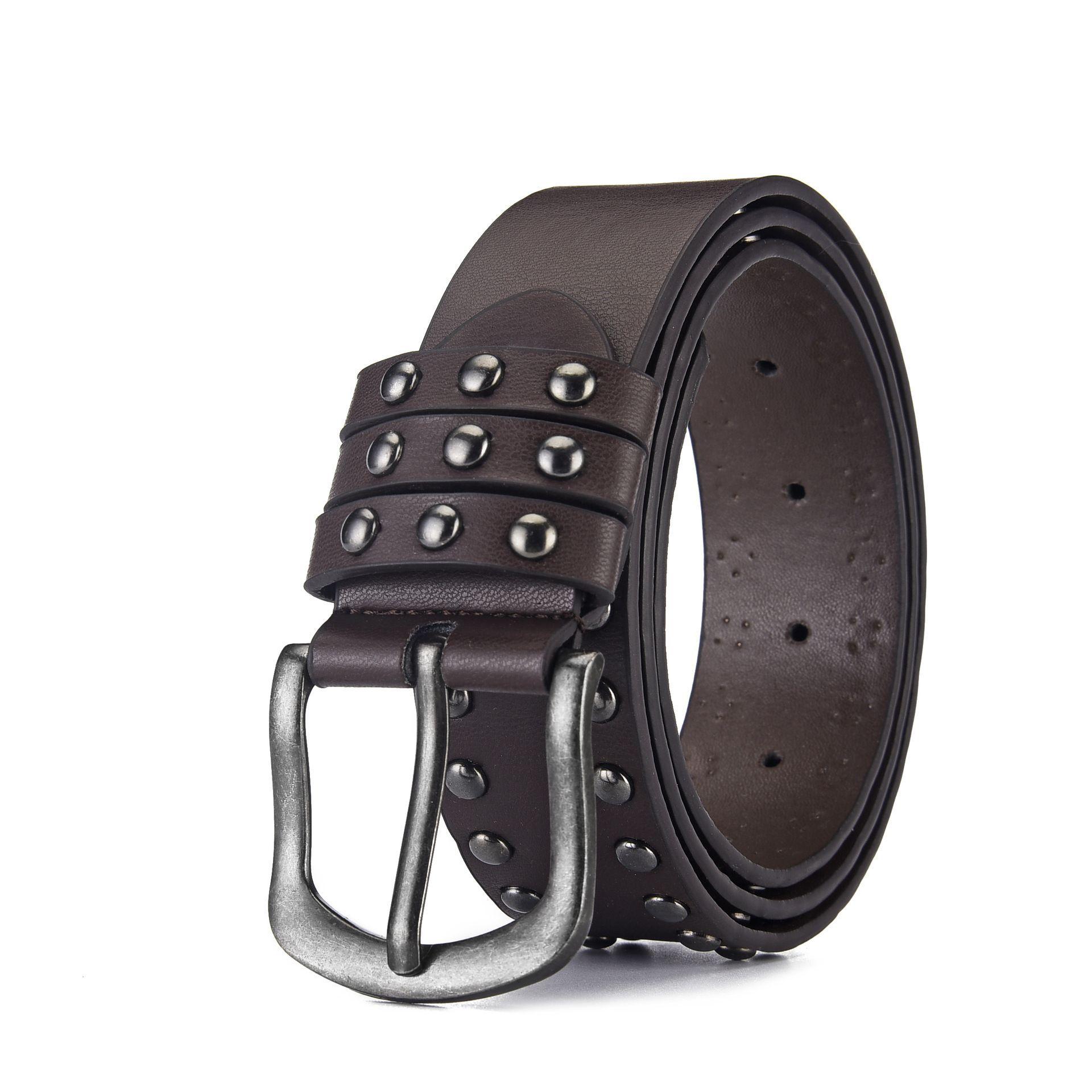 

Европейский и американский женский ремень с заклепками, круглый панк, унисекс, женские джинсы, декоративный мужской ремень, мужской ремень высокого класса 110cm темно-коричневого