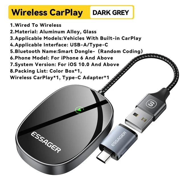 Essager Mini Carplay Wireless For Car For iPhone IOS 15