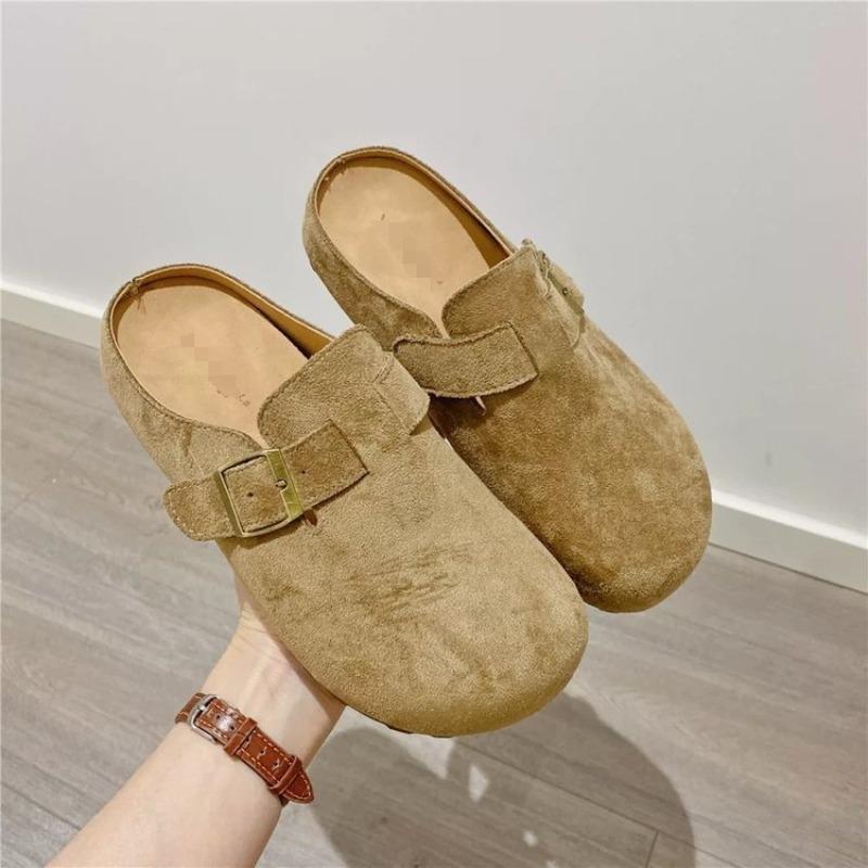 Soft-soled women's thick-soled slippers are worn outside the autumn new lazy people with one foot pedal of Boken bag head and half slippers.