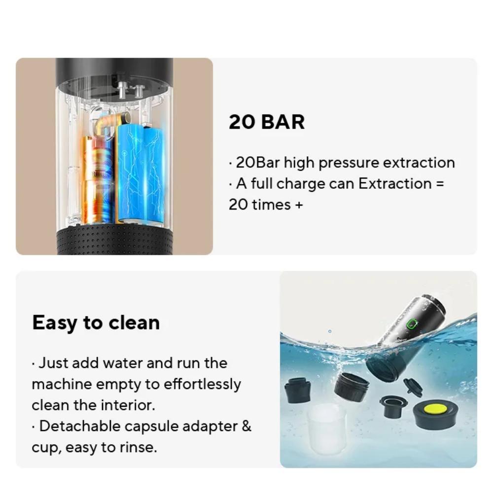 Wireless Electric Portable Espresso Machine, Suitable for Car and Home Camping Coffee Machines, Three In One Capsule Powder Travel Coffee Machine