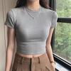 Women's Slim Fit Short Sleeve Cropped Turtleneck T-Shirt - Solid Color Summer Sports Top