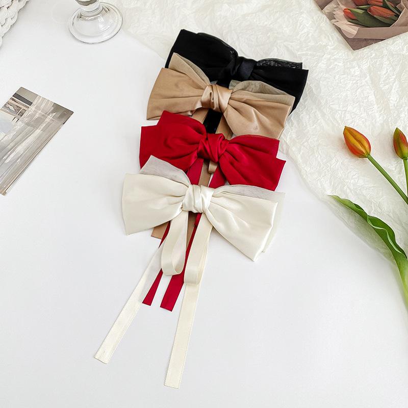 New Black Large Bow Ribbon Hair Clip for Women's Fashion Temperament Coil Hair Spring Clip Girl Hair Accessories