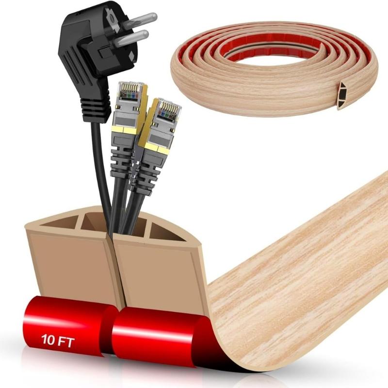 

Floor Wire Cover Flexible Cut To Length Cord Concealer For Home Office Flame Retardant PVC Cable Management Channel 3 meters белый
