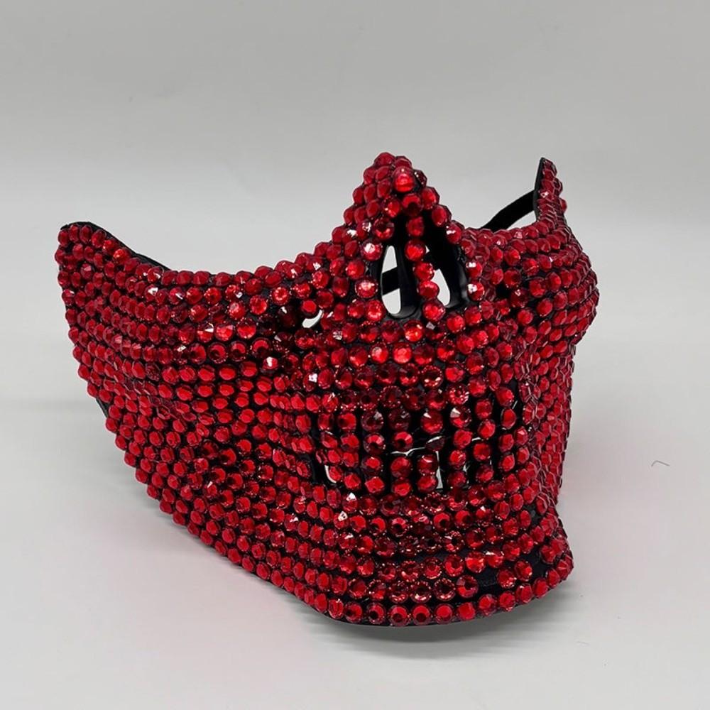 Gothic Full Rhinestone Half Face Skull Mask Punk Rock Style Cosplay Mask Handcrafted Shining Masquerade Mask Music Festival