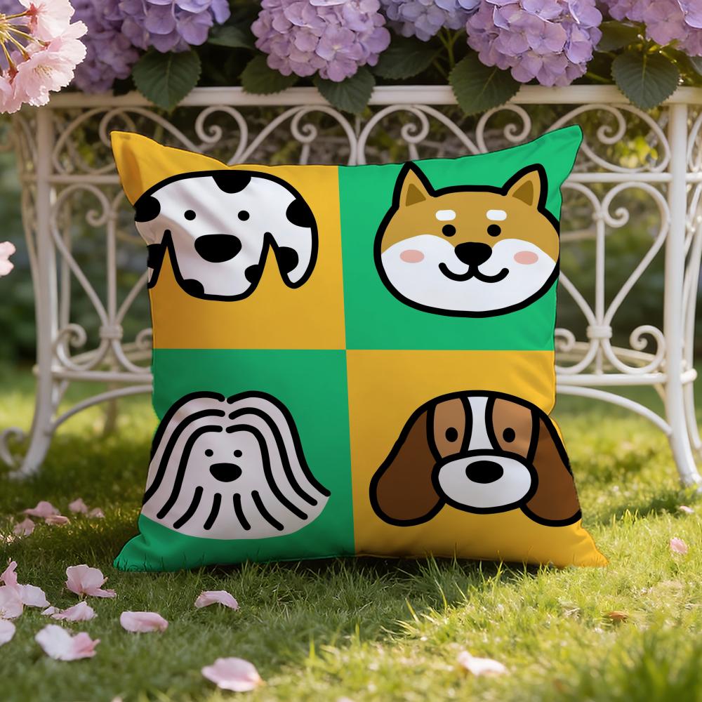 Cartoon Simple Cute Dog Cushion Cover Home & Car Dual-Scene Pillow Cover: Reversible for Premium Comfort