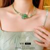 Lotus Jade Beaded Necklace: Elegant Chinese Design Clavicle Chain with a Personalized Touch