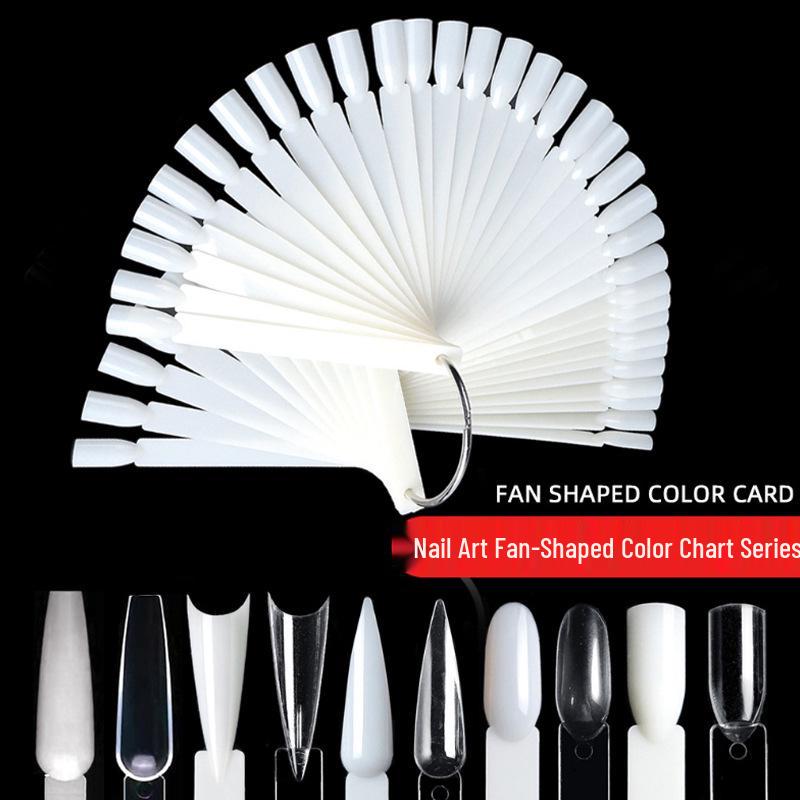 

50-Color Nail Art Fan Display - Gel Polish Practice Tips