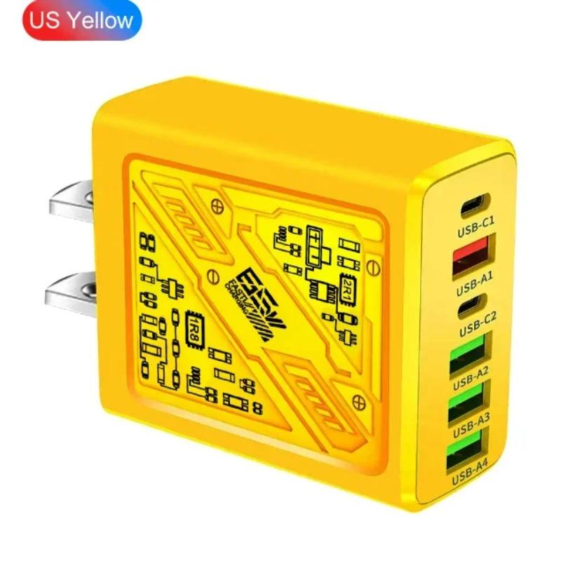 PD 65W Ladegerät USB C Schnellladung 6 Anschlüsse Handy-Ladegerät USB Typ C Ladegerät Für iPhone Xiaomi Handy Adapter EU US UK Stecker