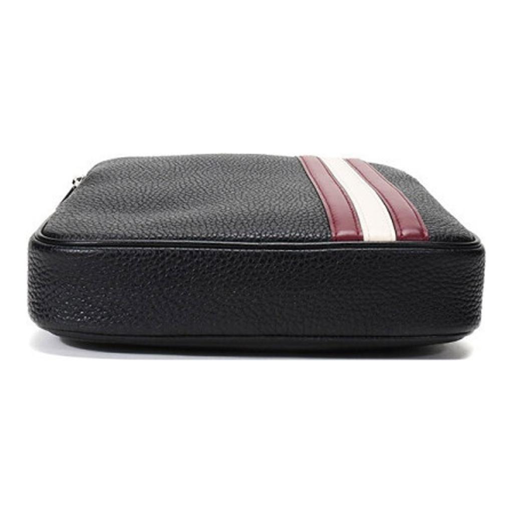 Bally Classic Red And White Striped Business Commuter Leather Shoulder Bag Men Shoulder Bag Black COSMY-TSP-00