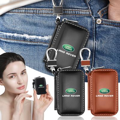 1Pcs Leather Emblem Car Key Case Keychain Zipper Key Case Bag for SVR Emblem Freelander 3 L320 L330 Defender Range Rover Evoque Accessories