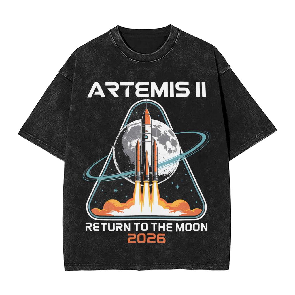 Artemis Ii Space Rocket Launch Mission To The Moon Artemis T Shirt  Short Sleeve Y2k Retro Tshirt Cotton Oversized Top Tees