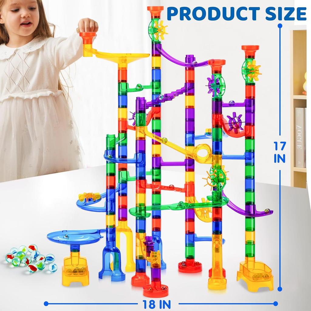 JOYFY 170Pcs Glowing Marble Run Construction Building Blocks Toys STEM Educational Building Block Toy for kid Christmas Gift