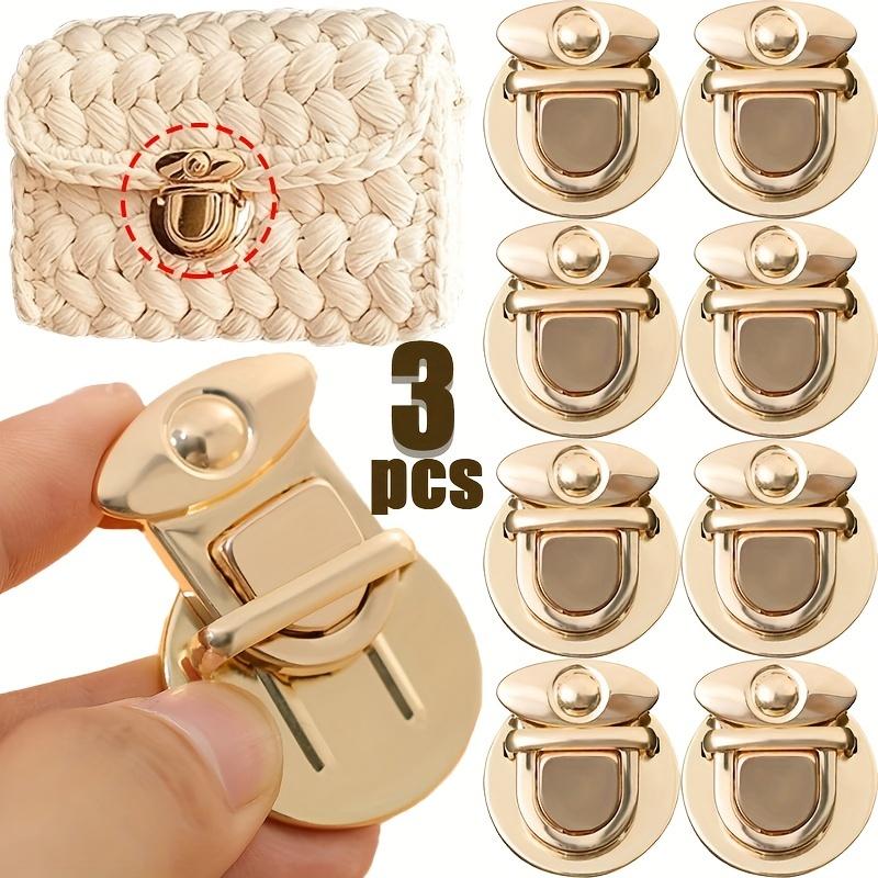 Golden Clasps Decorative 3pcs Lock Snap Fasteners For Diy Handbags Crafts Stylish Bag Clasps Elegant Accessory For Womens Wallets Totes Bags