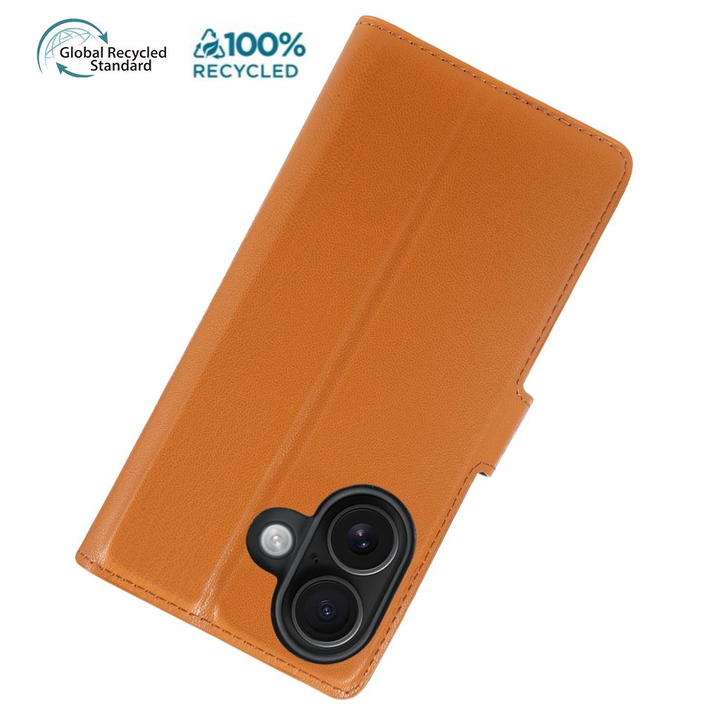 For iPhone 16 Stand Case Biobased Eco-Friendly RPET RPVB Slim Phone Cover with Wallet