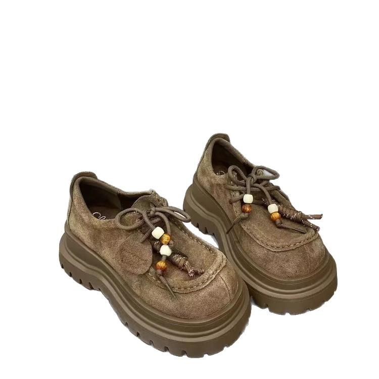 European products 2025 autumn new leather platform loafers women's British style small leather shoes versatile casual shoes fashion trend