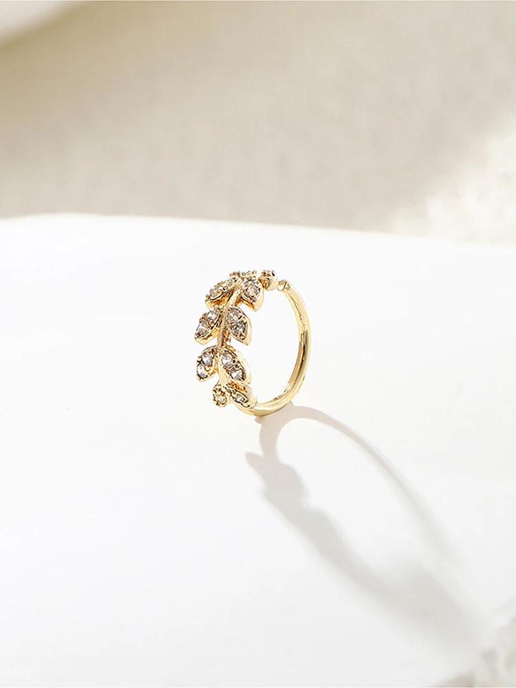 1 Pc Leaf Opening Adjustable Nose Ring Nose Decoration Ear Bone Nail Body Piercing Jewelry
