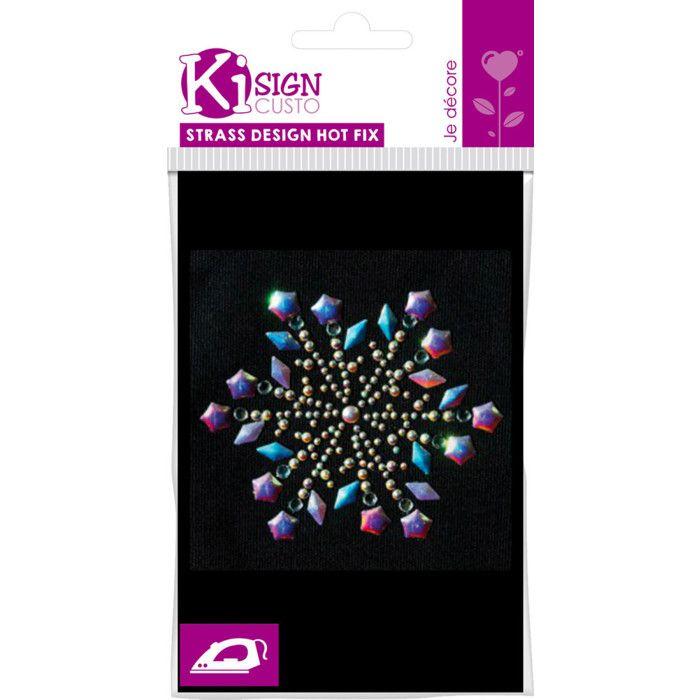 Transfert thermocollant clou et strass Flocon 8,5x7,5 cm