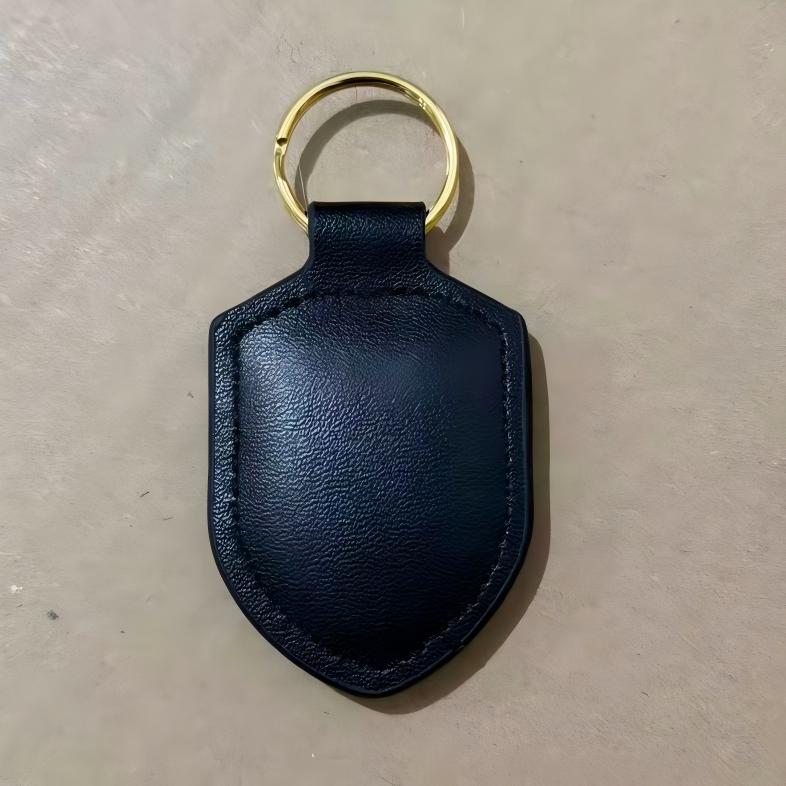 

1X New Good Quality Car Leather Key Bag Keychain Key Ring Shield Type 3D Emblem Key Ring for Por s чорний