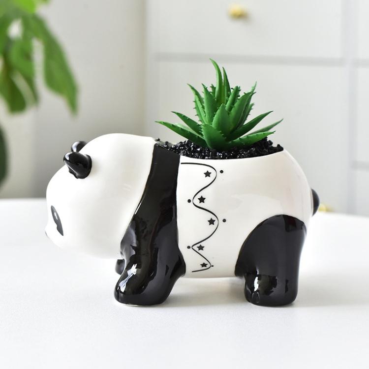 Cute Panda Flower Pot Succulent Pot Ceramic Planter Home Decor Desktop Ornaments Bonsai Plant Pot Garden Decoration