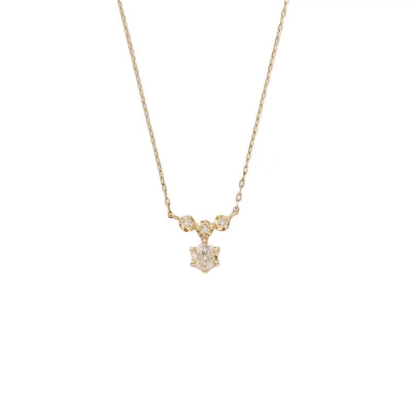 Japanese 925 Sterling Silver K Gold Plated Zircon Water Drop Necklace - Winter Christmas Limited Edition