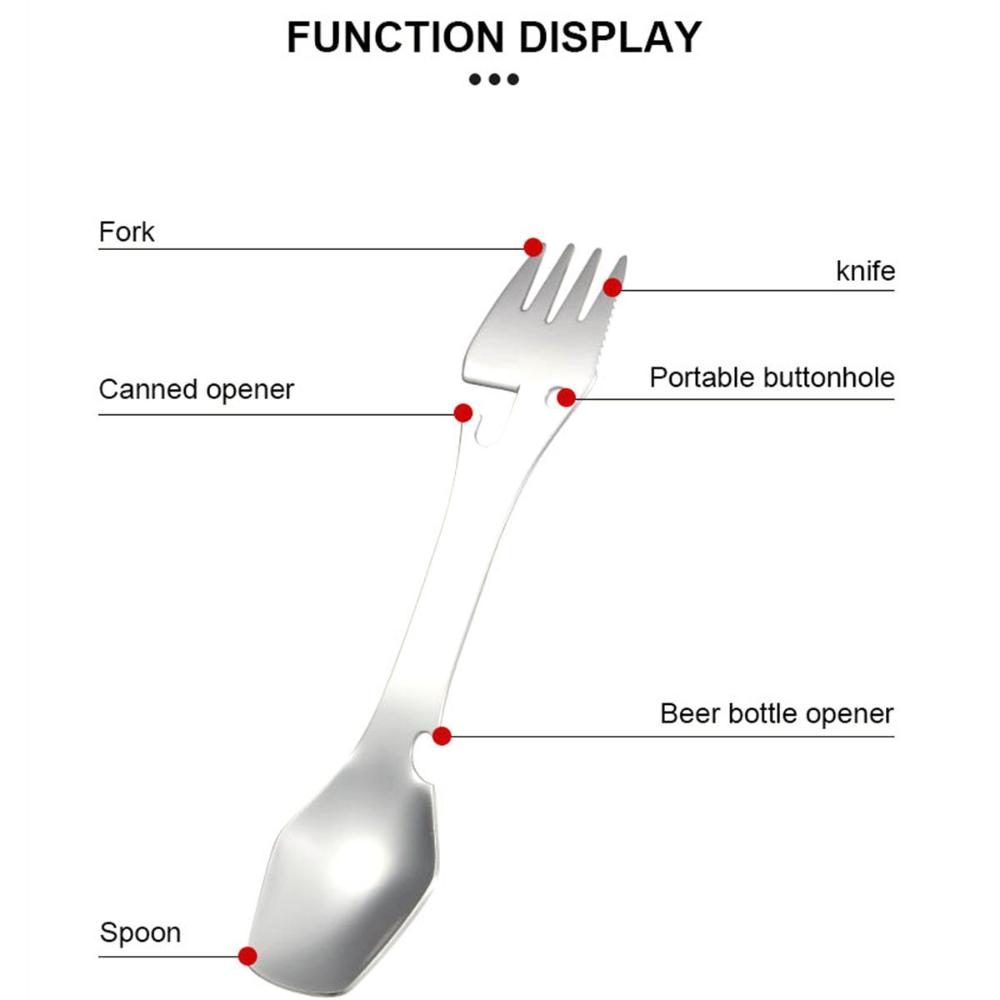 Travel Picnic Multifunctional Portable Stainless Steel Outdoor Spork Fork Spoon Tableware