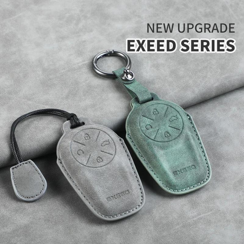 Leather Car NFC Card Smart Remote Key Fob Case Full Cover Holder Shell For ICAR Chery Exeed RX VX LX TXL FL 2024 Accessories