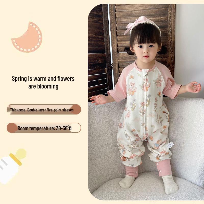Bamboo Fiber Infant Sleeping Bag - Summer Anti-Kick Gauze Pajamas for Babies