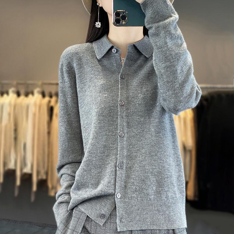 Women's Cashmere Cardigan Qinghe Cashmere 30% Cashmere 70% Wool Women's Autumn and Winter Cashmere Cardigan Soft and Warm