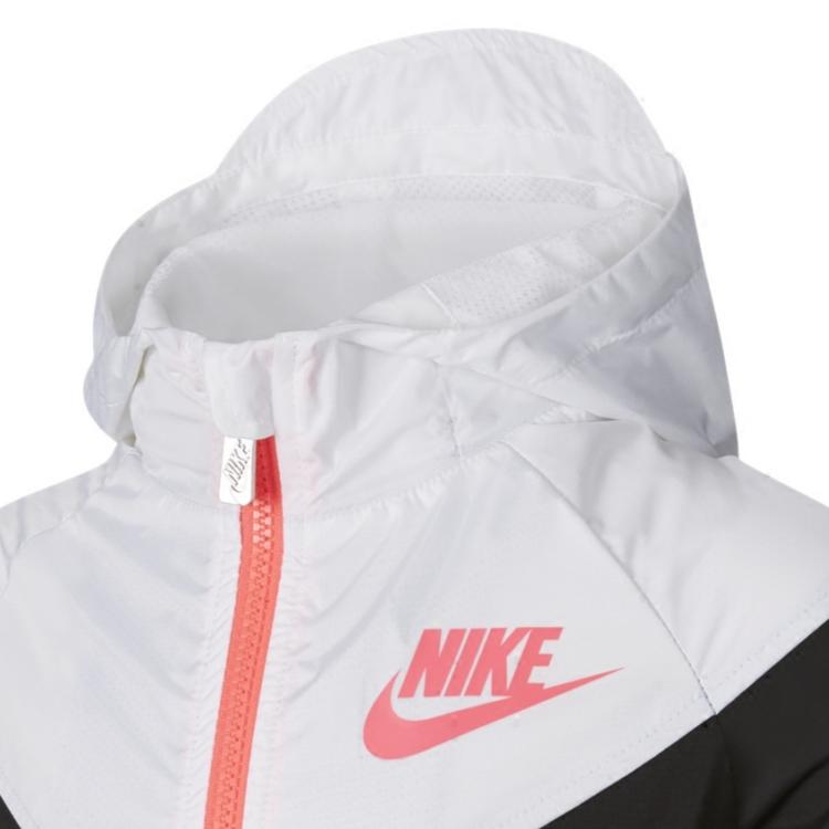 Nike Kids Letter Logo Print Spliced Hooded Zip Jacket Kids Jackets Black NY2032140PS-001