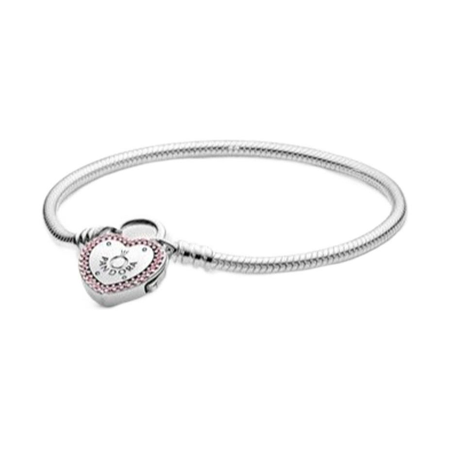 Pandora Heart Pendant Bracelet Women bracelets Silver 596586FP 17CM