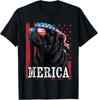 Funny Black Pug 4th of July Dog Mom Dog Dad Merica USA Flag T-Shirt
