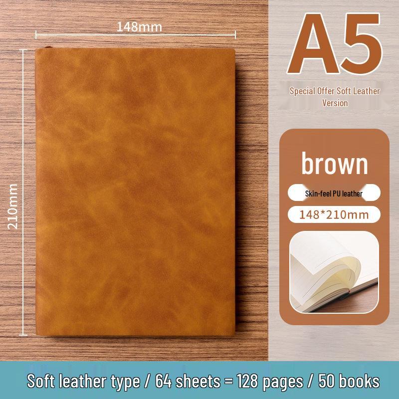 A5 Soft Leather Suede Notebook with Custom Logo - Simple B5 Business Meeting Journal, Large Thick Diary