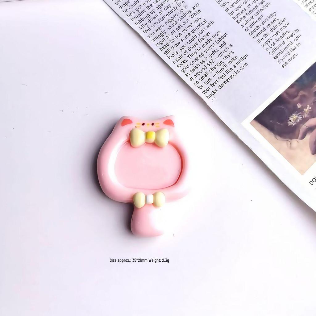 Cartoon Glossy Bow Cat Mirror Resin Ornaments: DIY Hair Clip, Phone Case, or Cup Accessory