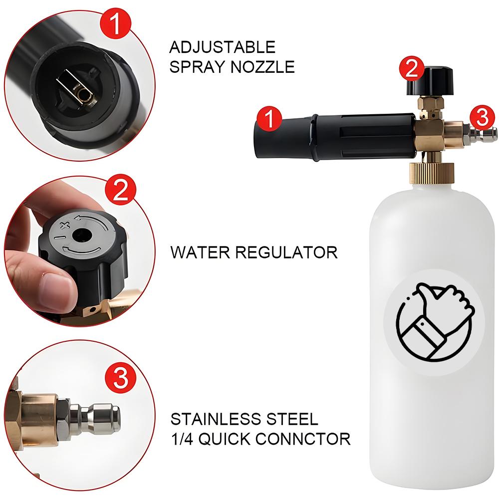 Heavy Duty Snow Foam Cannon with Plastic Adapter for Auto Shop Cleaning
