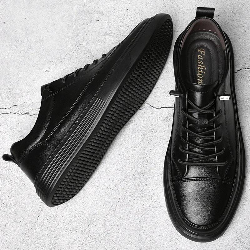Fashion New Genuine Leather Mens Shoes Comfortable Outdoor Sneakers High Quality Skateboard Casual shoes Fashion Sport Male Footwear2024