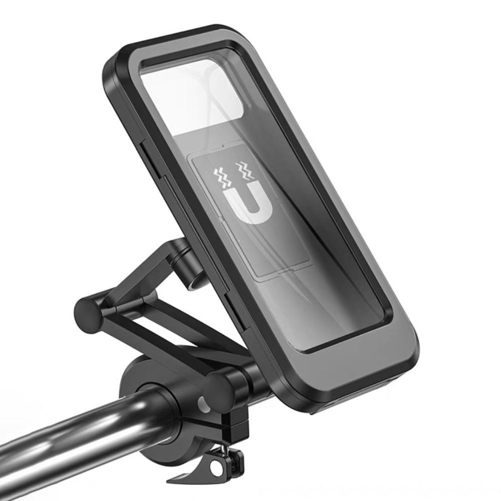 360° Swivel Motorcycle Phone Holder Magnetic Mount Rearview Mirror Mount Bicycle Phone Holder Waterproof Adjustable Angle
