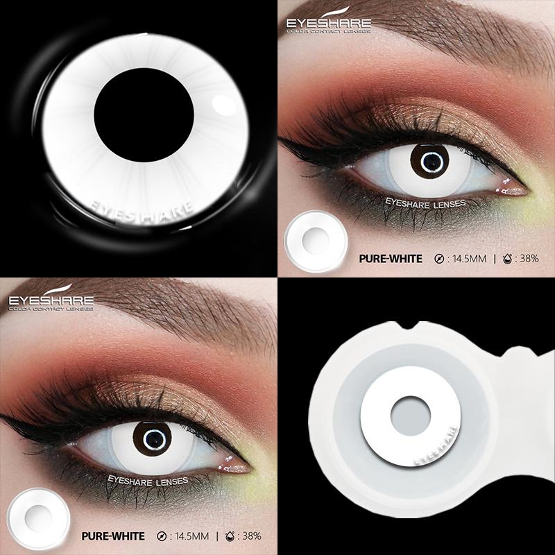 1 Pair Color Contact Lenses for Eyes Cosplay White Lenses Anime Accessories Lenses Black Contacts Lenses for Halloween