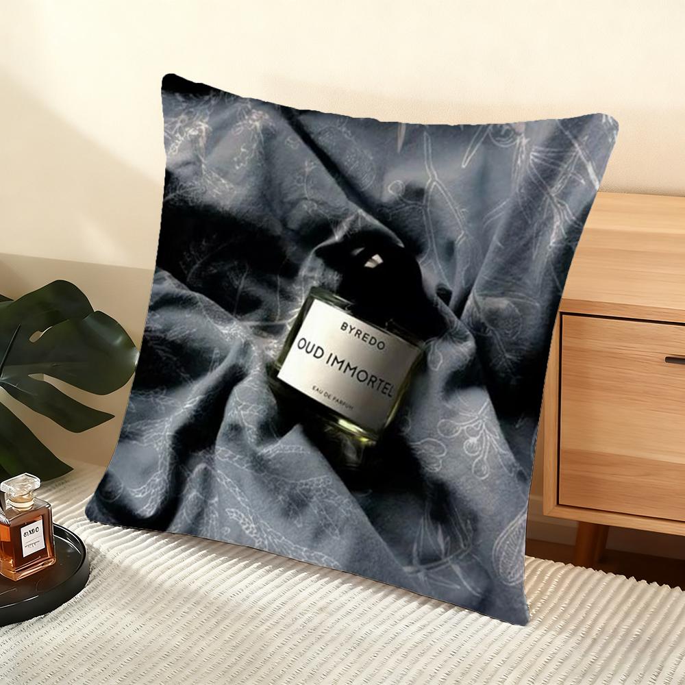 B-B-Byredo Perfume Cushion Cover Silky Short Plush Home Sofa Cushion Cover - Invisible Zipper Home Decoration