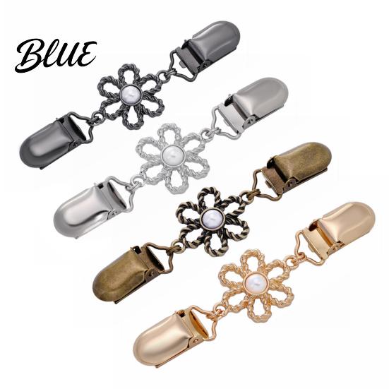 Vintage Clothing Accessories Hollow Flower Cardigan Sweater Clip, Women Clip with Waist Tightener Faux Pearl, Cincher for Dress Shawl Pants Anti Slip