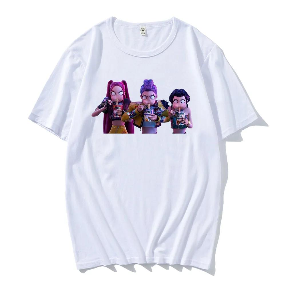 Heißes Anime-Film KPop Dämonenjäger Grafikdruck T-Shirt Sommer Neues T-Shirt Locker Lässig Übergröße Oberteil Streetwear Hip Hop Mode Kurzarm