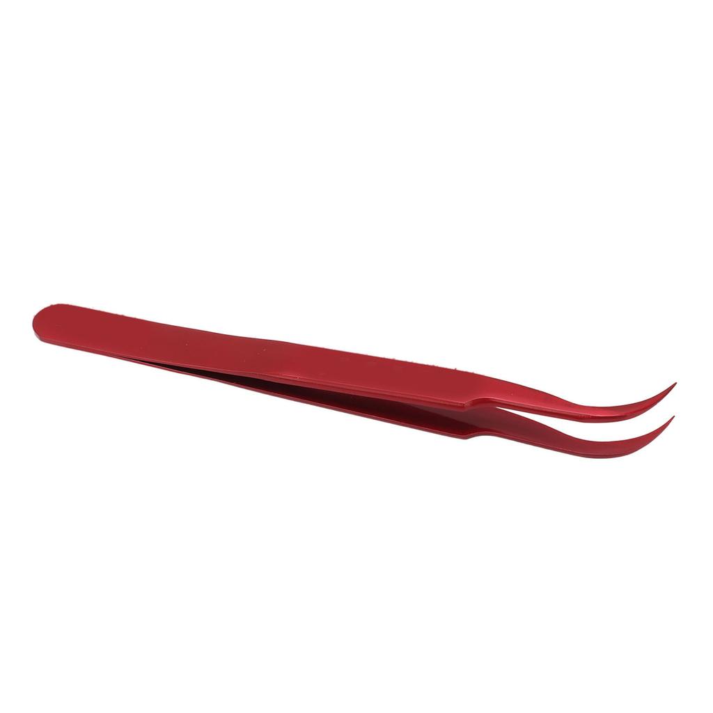Tweezers Aluminium Alloy Curved Tip Antimagnetic Tool for Electronic Repair Maintenance Red
