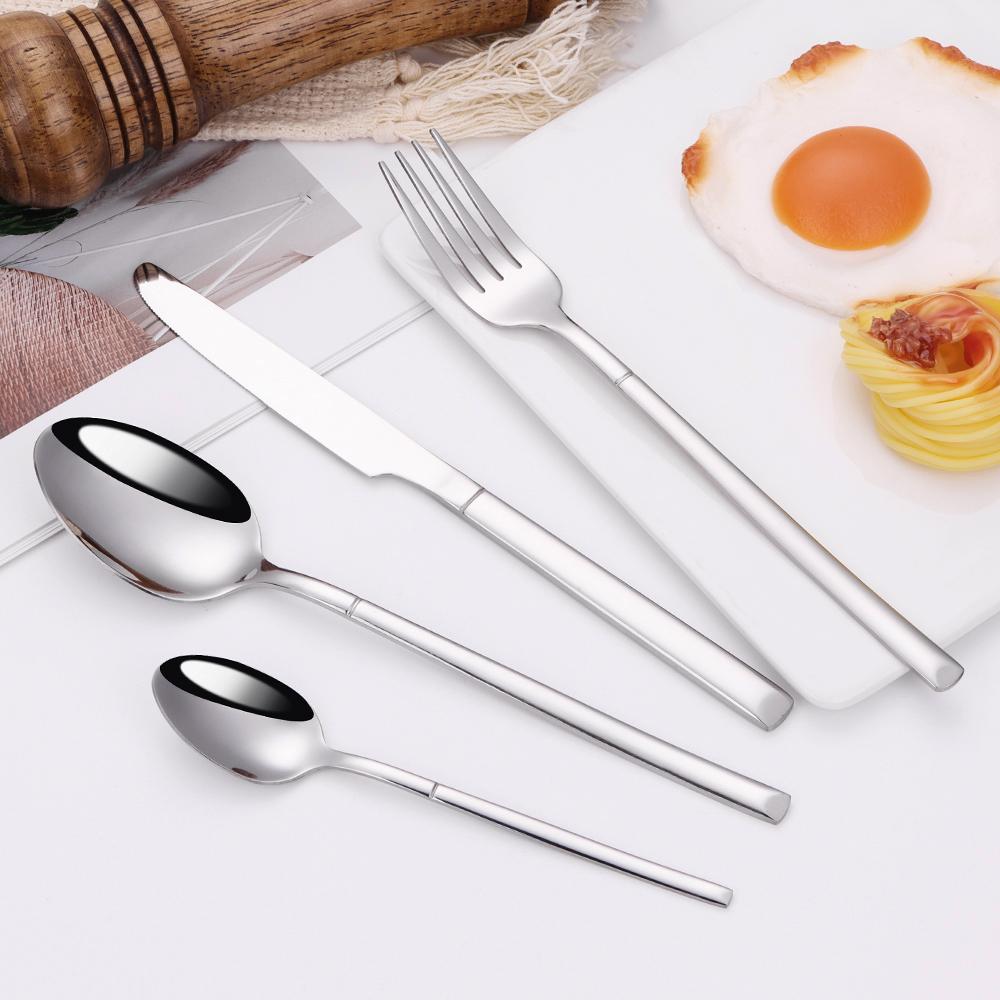 4/6/16/24 Pieces Cutlery Set Stainless Steel Thin Tableware Mirror Elegant Fork Spoon Western Dinner Set Sliverware4