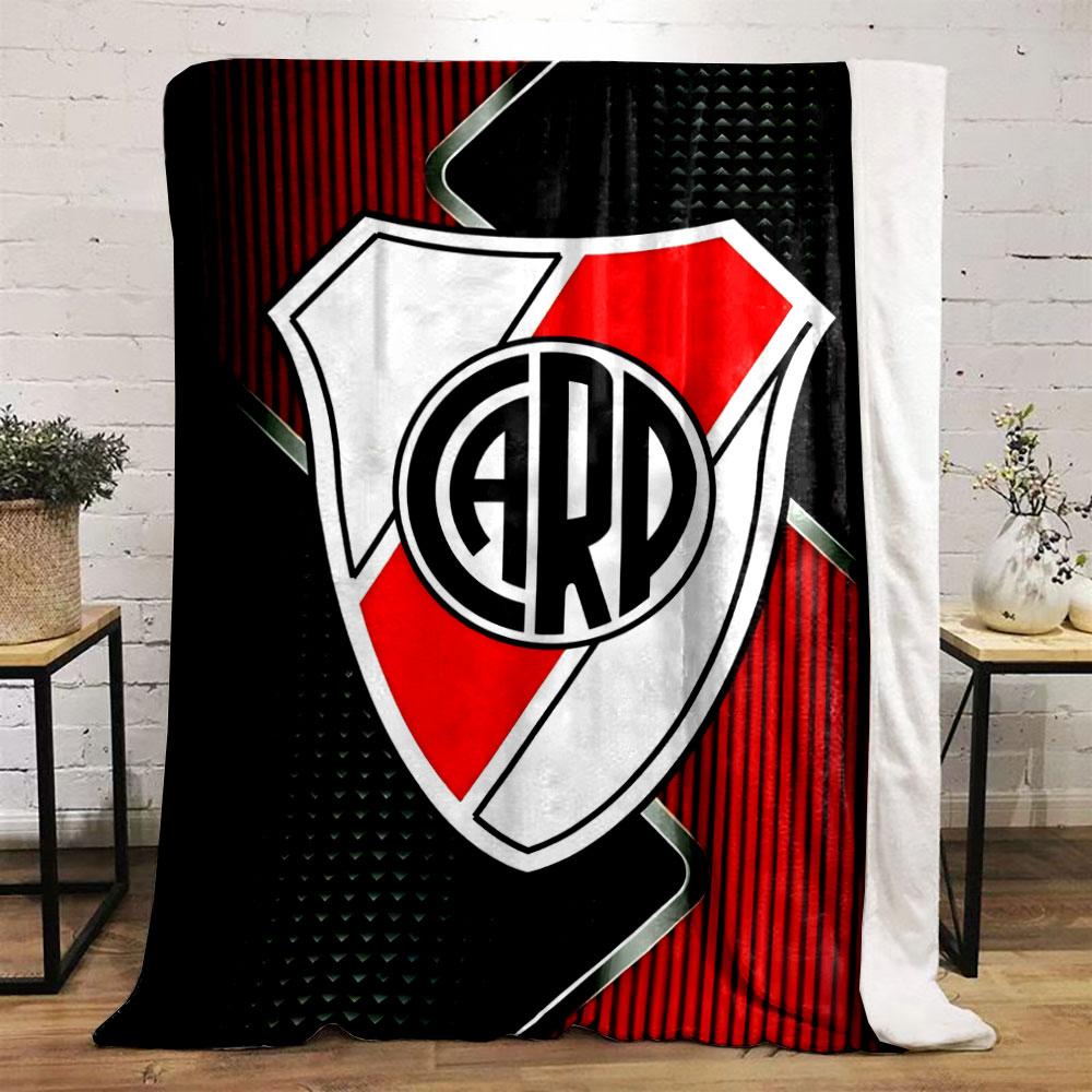 Diagonal Red and White Shield with "CARP" On Striped and Textured Background. for All Seasons Blanket Lunch Break Throw Gift