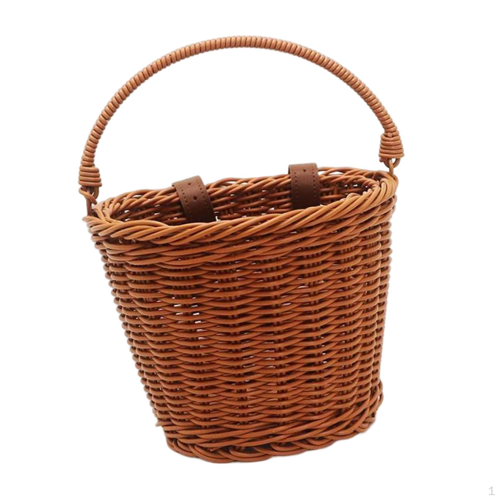 

Children s Basket, Kids Bike Detachable Electric Woven Front with Handle 21x17x16cm