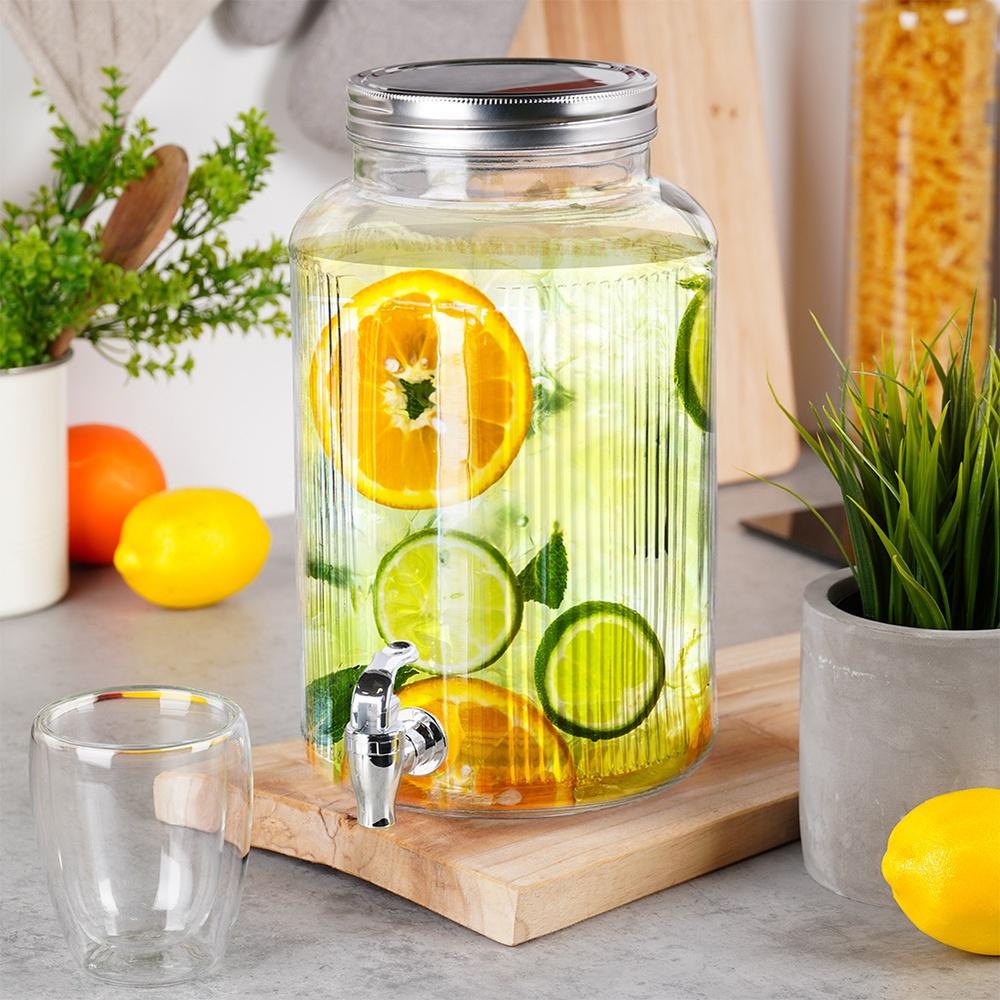 Glass Beverage Dispenser Jar with Tap 6.2L