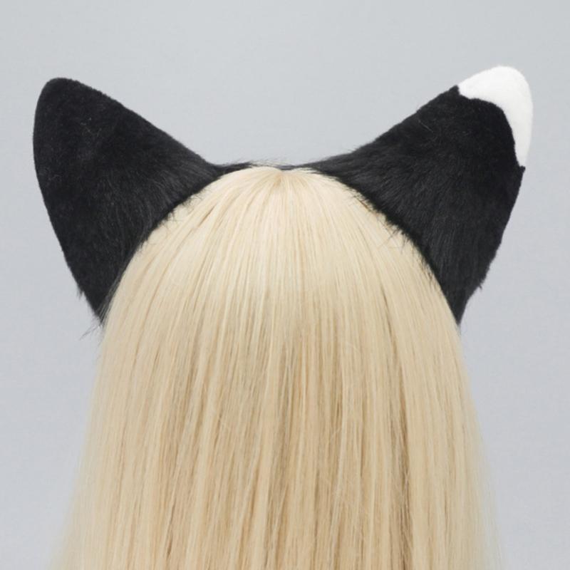 Animal Cosplay Costume Fauxs Furs Wolf Cats Foxes Tail and Cats Ears Headbands Halloween Party Costume Accessories