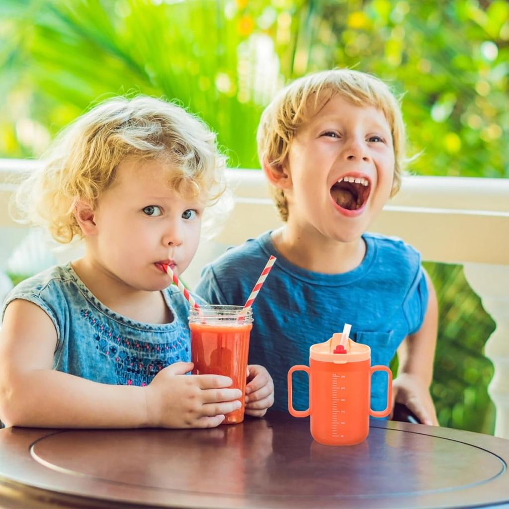 Alasum Adult Sippy Cup Independence 2-Handle 300ML Plastic Mug Drinking Cup with Straw Lid Handicap Cups for Limited Mobility Handicapped Accessories